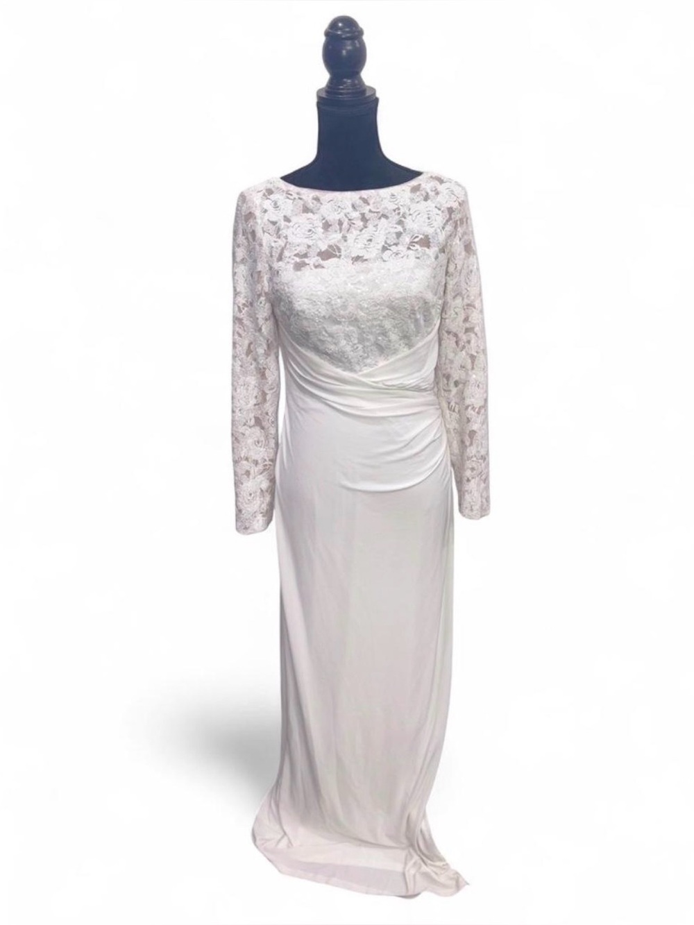 Ralph Lauren White Lace Long-Sleeve Gown